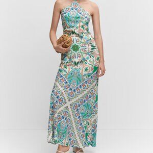 Mango Halter-neck open-back dress